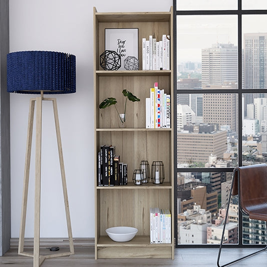 Brooklyn Wooden 4 Shelves Bookcase In Bleached Pine Effect