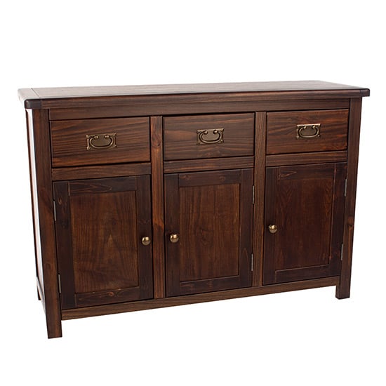 Highland Wooden Sideboard With 3 Doors 3 Drawers In Dark Brown