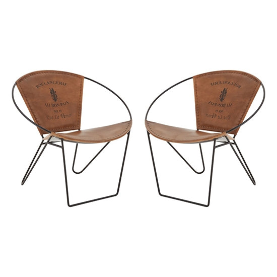 Buffalo Brown Goat Leather Accent Chairs In Pair