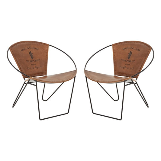 Buffalo Brown Goat Leather Accent Chairs In Pair