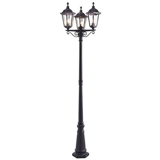 Burford 3 Lights Traditional Exterior Lamp Post In Matt Black