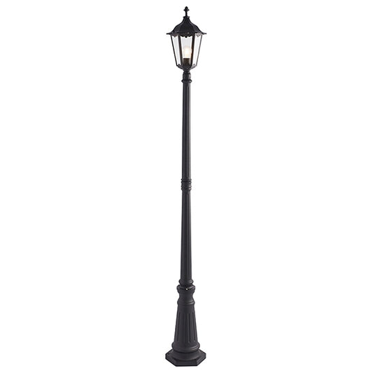 Burford Outdoor Clear Glass Shade Lamp Post In Matt Black