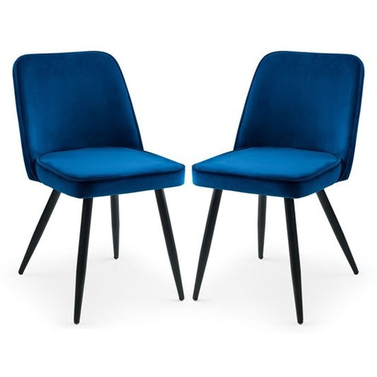 Burgess Blue Velvet Dining Chairs In Pair