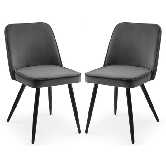 Burgess Grey Velvet Dining Chairs In Pair