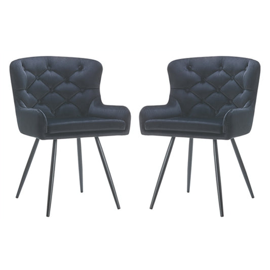 Burnhill Black Velvet Dining Chairs In Pair