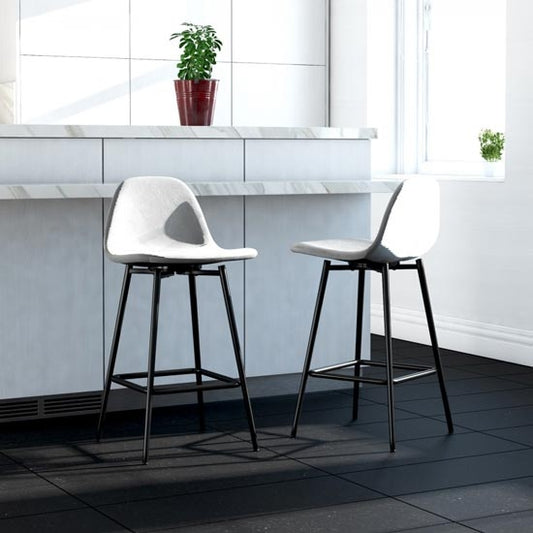 Calvin Grey Velvet Upholstered Bar Stools In Pair