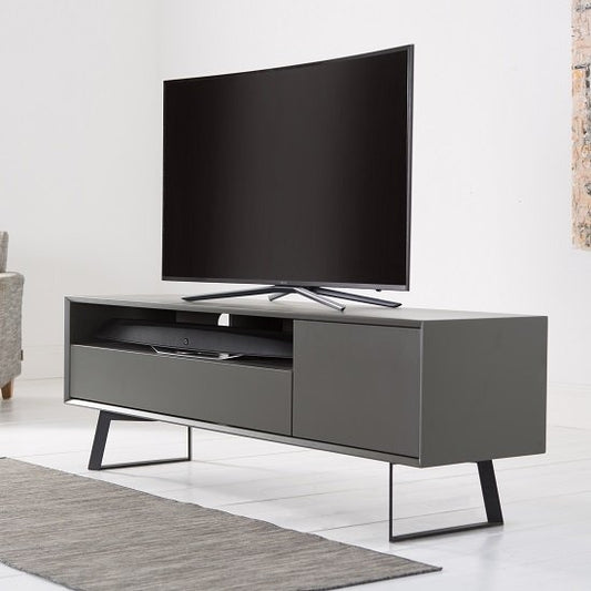 Carbon Medium Wooden TV Stand In Charcoal Grey