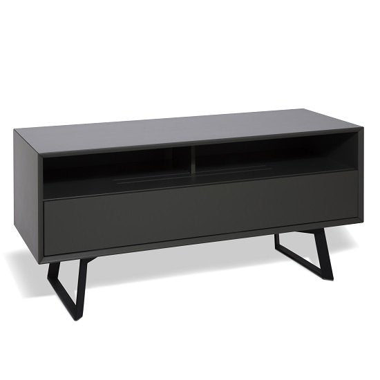 Carbon Small Wooden TV Stand In Charcoal Grey