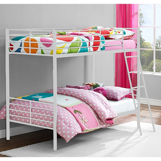 Chadre Metal Convertible Single Over Single Bunk Bed In White