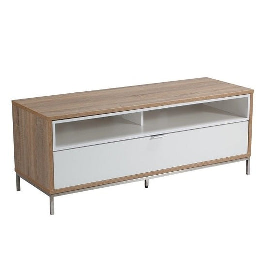 Chaplin Small Wooden TV Cabinet In White And Light Oak