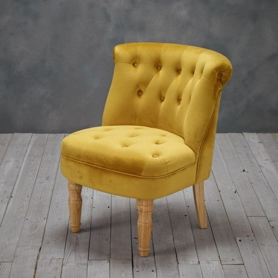 Charlotte Plush Velvet Bedroom Chair In Mustard