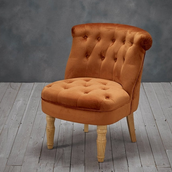 Charlotte Plush Velvet Bedroom Chair In Orange