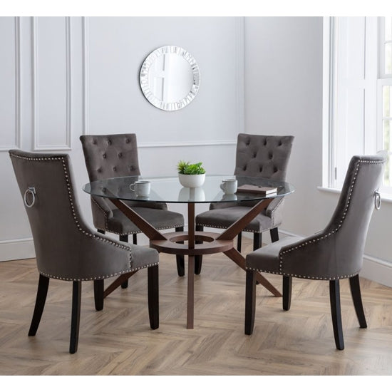 Chelsea Large Glass Dining Table With 4 Veneto Chairs | Elegant ...
