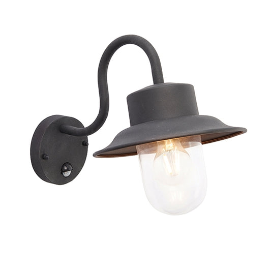 Chesham Pir Clear Glass Wall Light In Textured Black