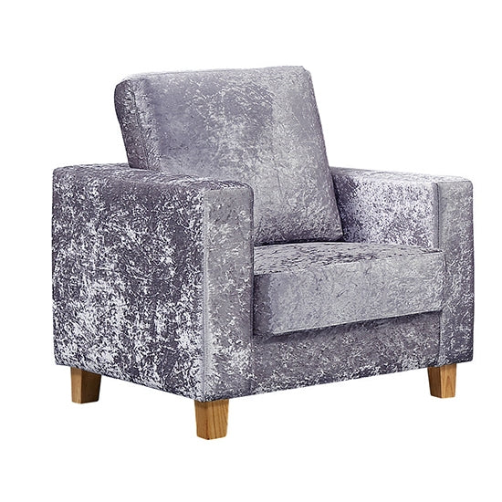 Chesterfield Crushed Velvet 1 Seater Sofa In Silver