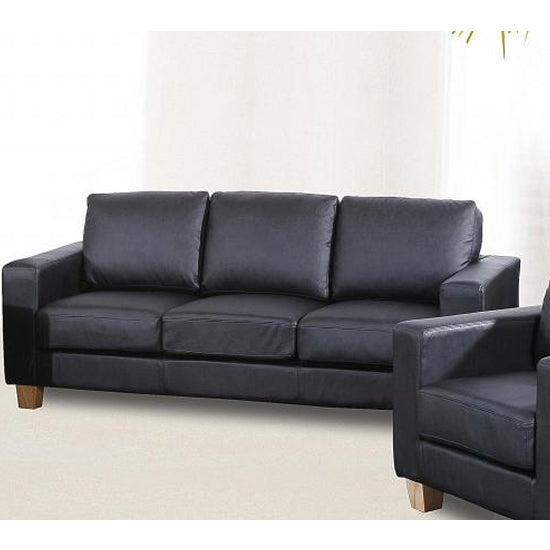 Chesterfield PU Leather 3 Seater Sofa In Black