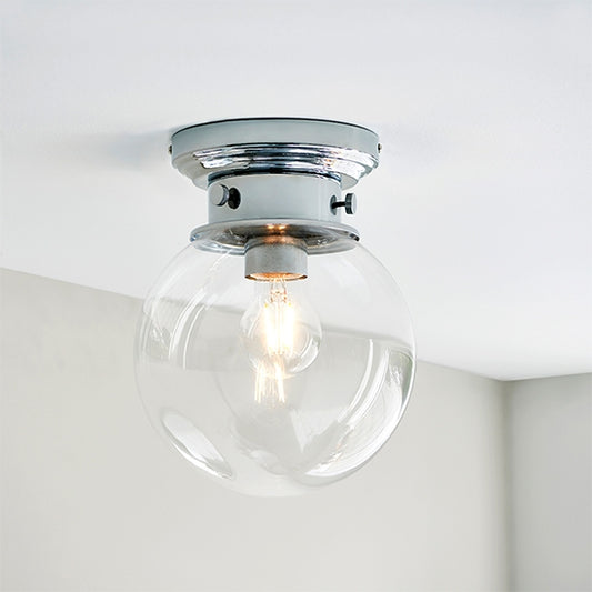 Cheswick Clear Glass Shade Flush Ceiling Light In Chrome