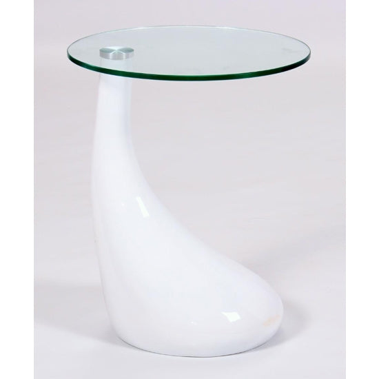 Chilton Clear Lamp Table With White High Gloss Wooden Base