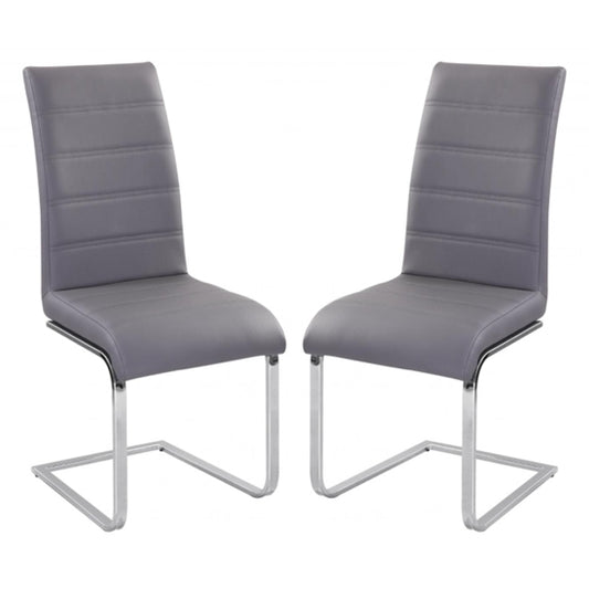 Chiswell Grey Faux Leather Dining Chairs In Grey