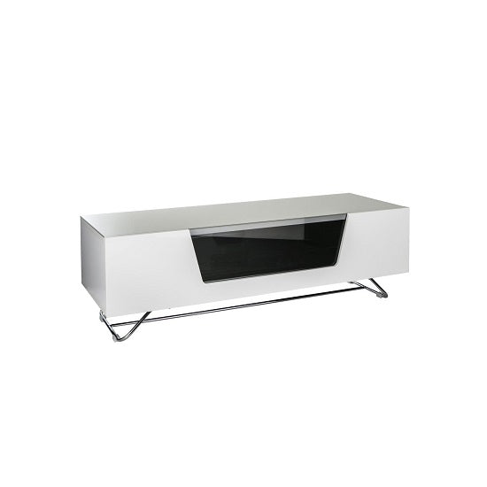 Chromium Medium Wooden TV Stand And Brackets In White With Chrome Base