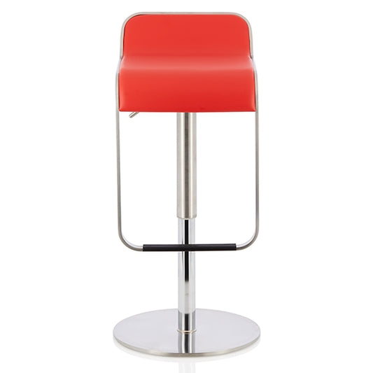 Cindy Faux Leather Swivel Adjustable Height Bar Stool In Red