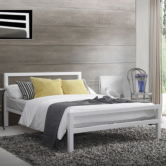 City Block Metal Double Bed In White