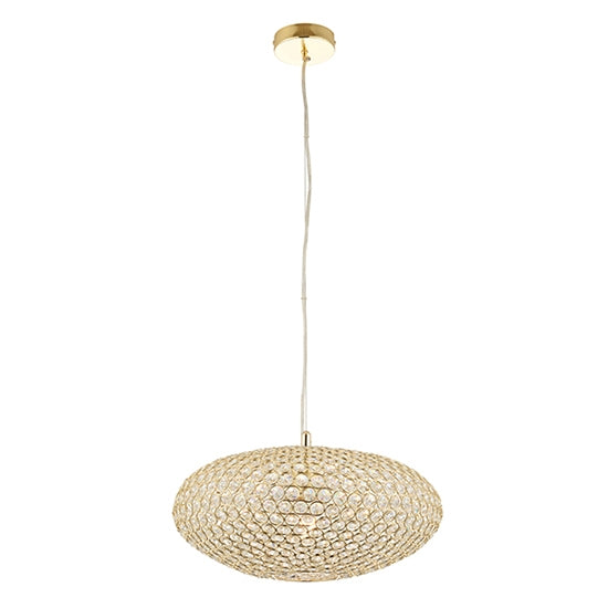 Claudia Clear Crystal Pendant Light In Brass