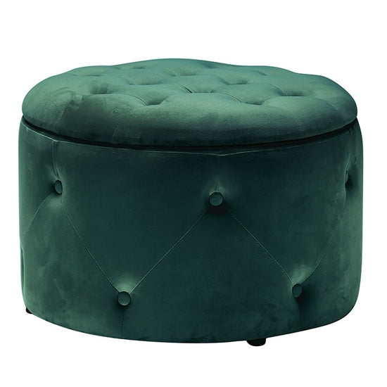 Cleo Velvet Storage Pouff In Teal