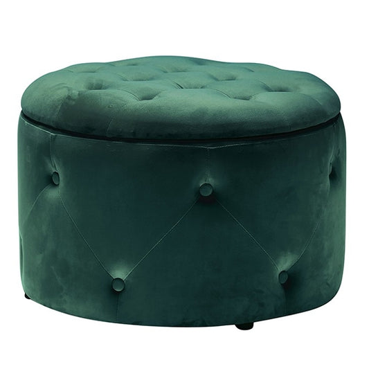Cleo Velvet Storage Pouff In Teal