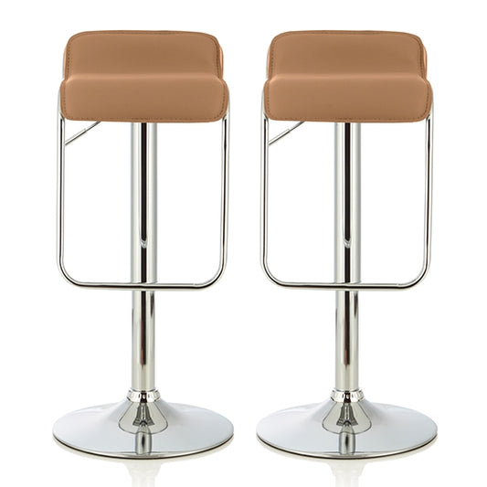 Clover Taupe Faux Leather Swivel Adjustable Height Bar Stools In Pair