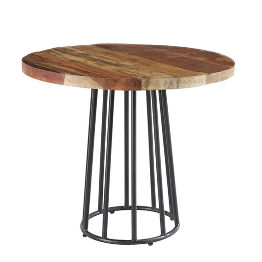 Coastal Round Wooden Dining Table In Reclaimed Wood