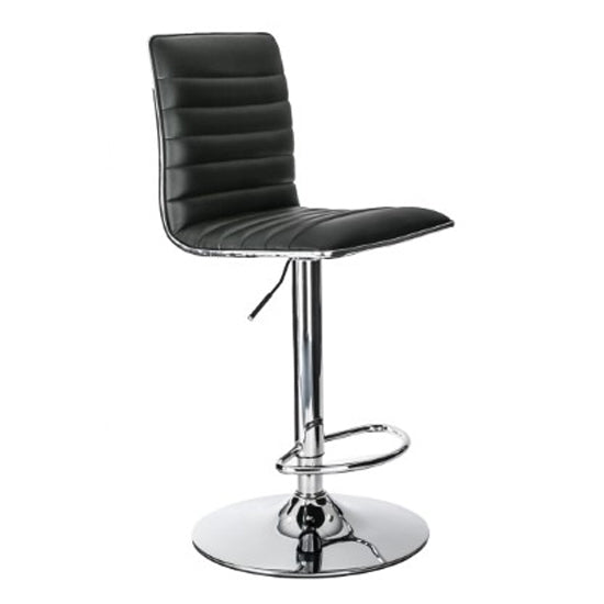 Colby Faux Leather High Back Bar Stool In Black
