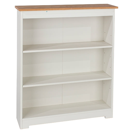 Colorado Low Wide Wooden Bookcase In Natural Oak And White