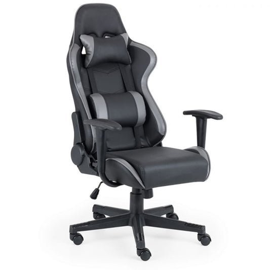 Comet Faux Leather Gaming Chair In Black And Grey