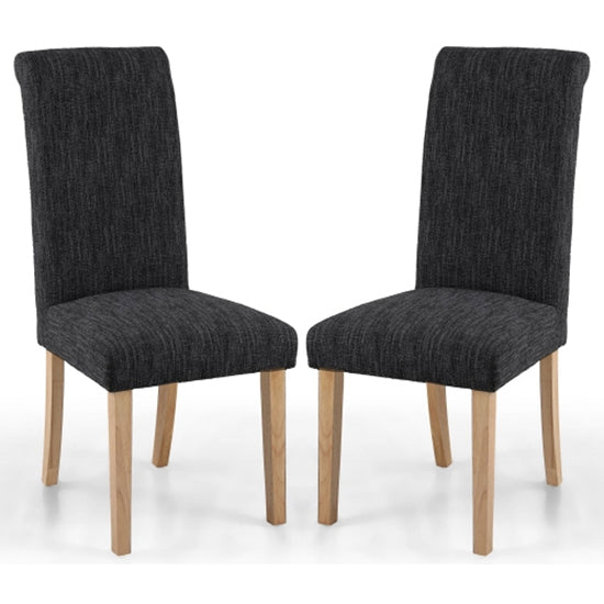 Como Dark Grey Linen Effect Dining Chairs With Natural Legs In Pair