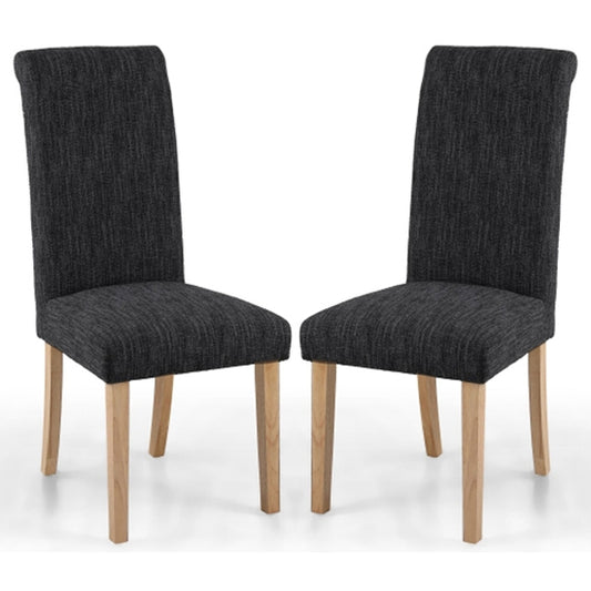 Como Dark Grey Linen Effect Dining Chairs With Natural Legs In Pair