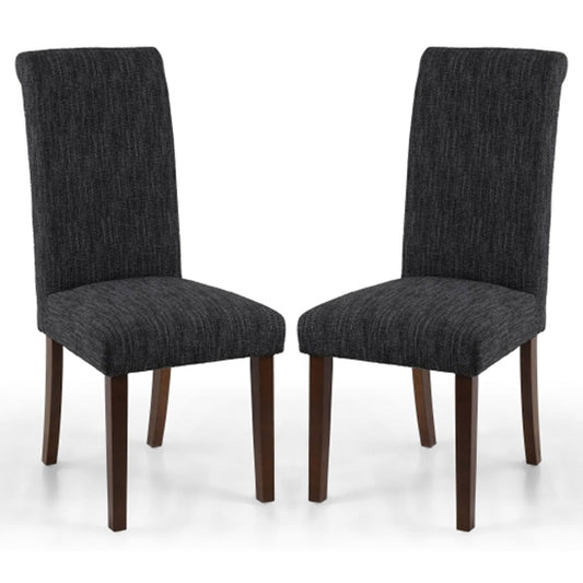 Como Dark Grey Linen Effect Dining Chairs With Walnut Legs In Pair
