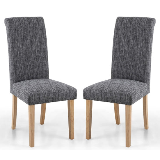 Como Grey Linen Effect Dining Chairs With Natural Legs In Pair