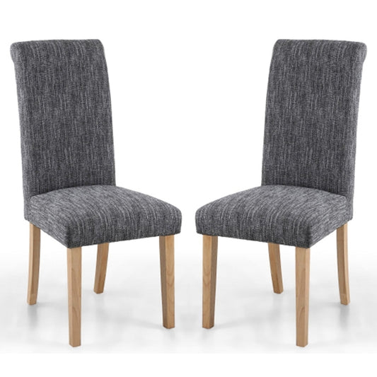 Como Grey Linen Effect Dining Chairs With Natural Legs In Pair