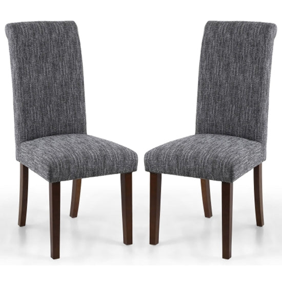Como Grey Linen Effect Dining Chairs With Walnut Legs In Pair