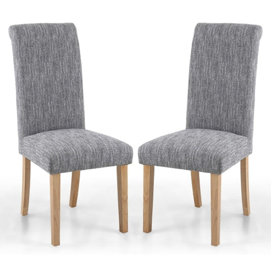Como Light Grey Linen Effect Dining Chairs With Natural Legs In Pair