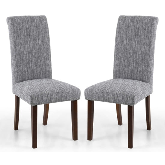 Como Light Grey Linen Effect Dining Chairs With Walnut Legs In Pair