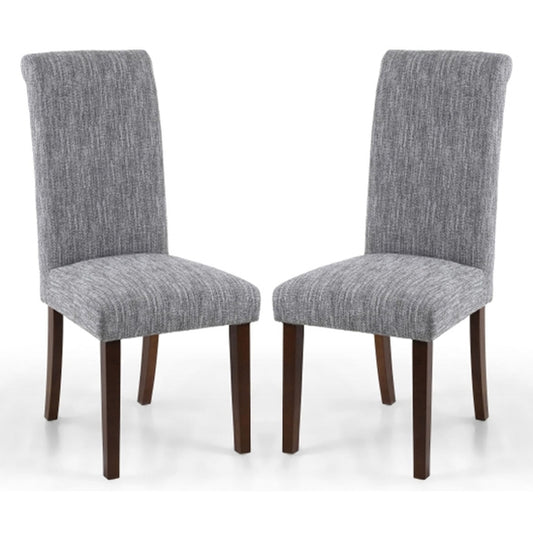 Como Light Grey Linen Effect Dining Chairs With Walnut Legs In Pair