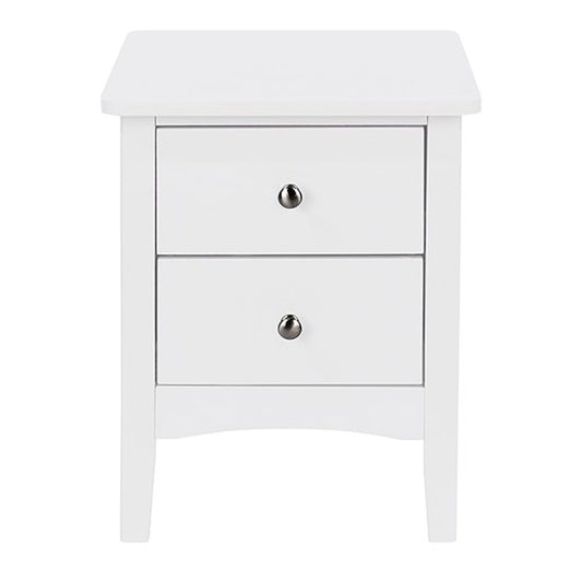 Como Wooden 2 Drawers Bedside Cabinet In White