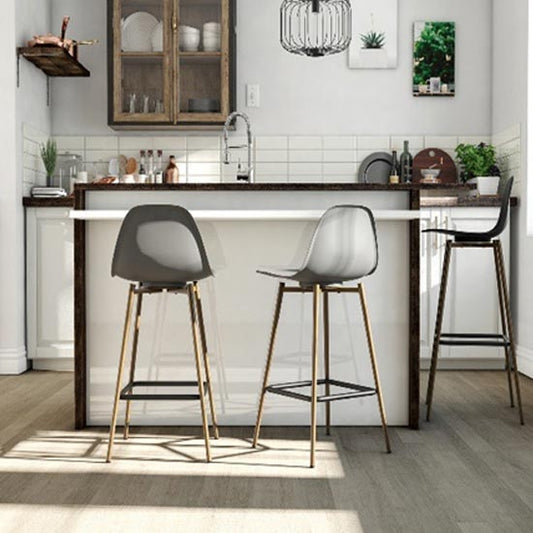 Copley Grey Plastic Bar Stools In Pair With Metal Legs