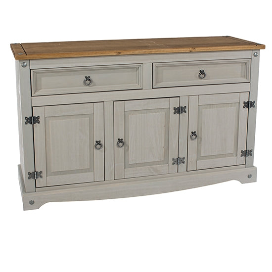 Corona Medium Wooden 3 Doors And 2 Drawers Sideboard In Grey