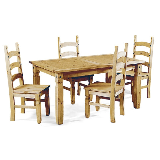 Corona Wooden Dining Set In Light Pine With 4 Chairs
