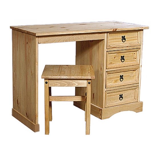 Corona Wooden Dressing Set In Light Pine With 4 Drawers And Stool