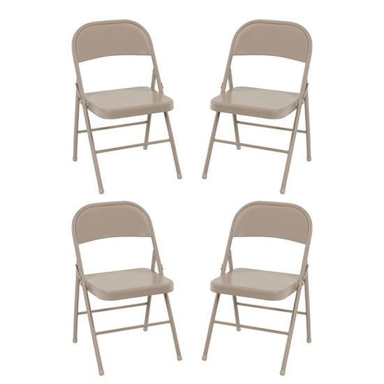 Cosco All Steel Set Of 4 Folding Chairs In Antique Linen