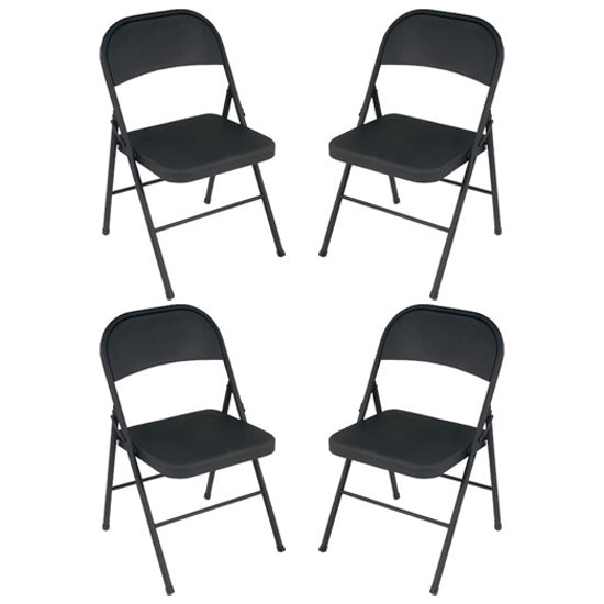 Cosco All Steel Set Of 4 Folding Chairs In Black